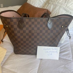 LV Damier Ebene Rose Ballerine MM Neverfull